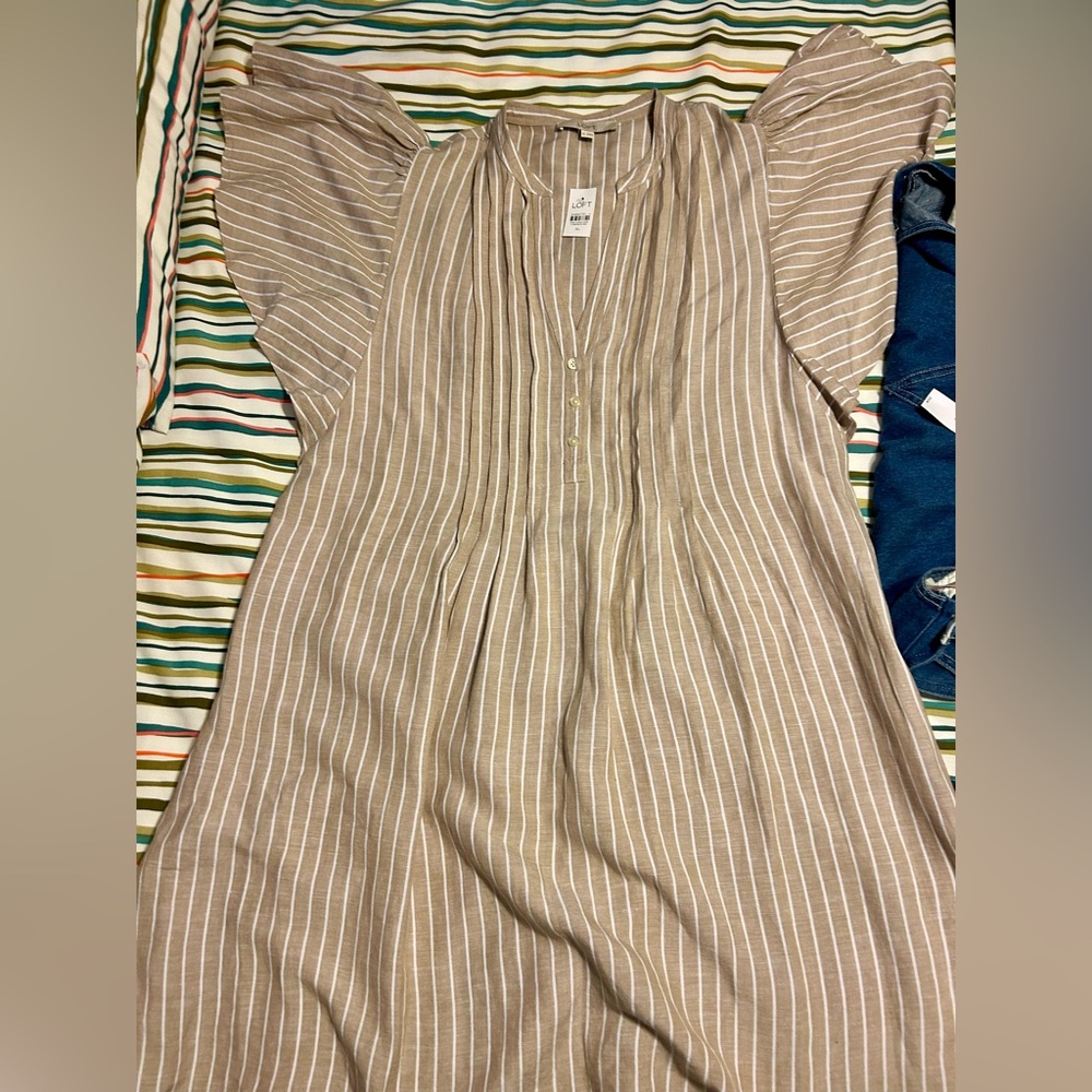 Striped Beige and White Dress